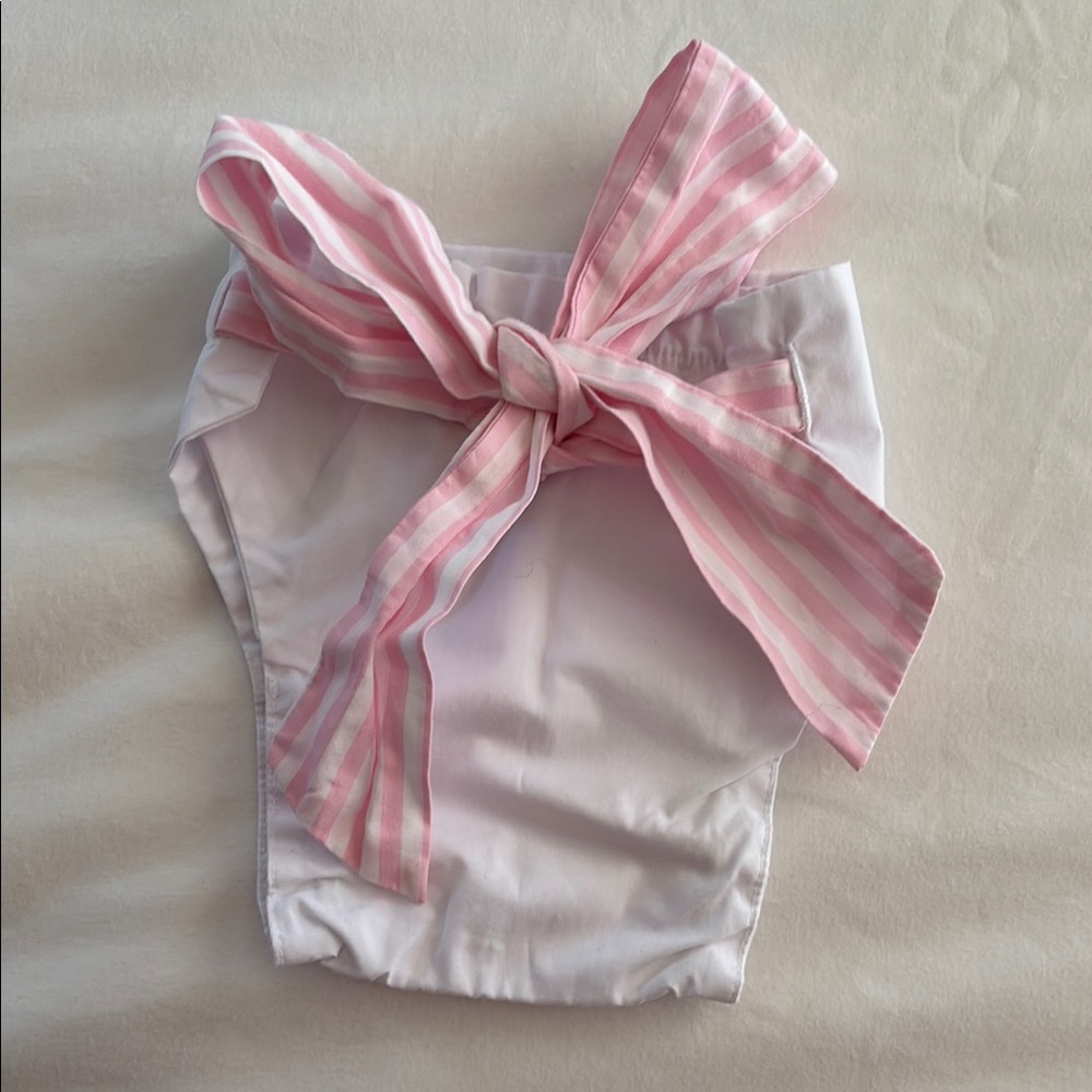 The Beaufort Bonnet Company Pink Striped Bow Diaper Cover